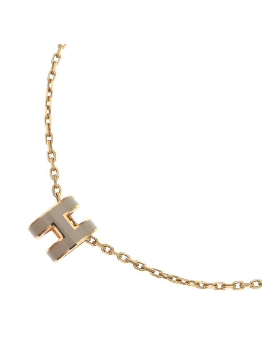 Hermes Mini Pop H Necklace Pink Gold Brown